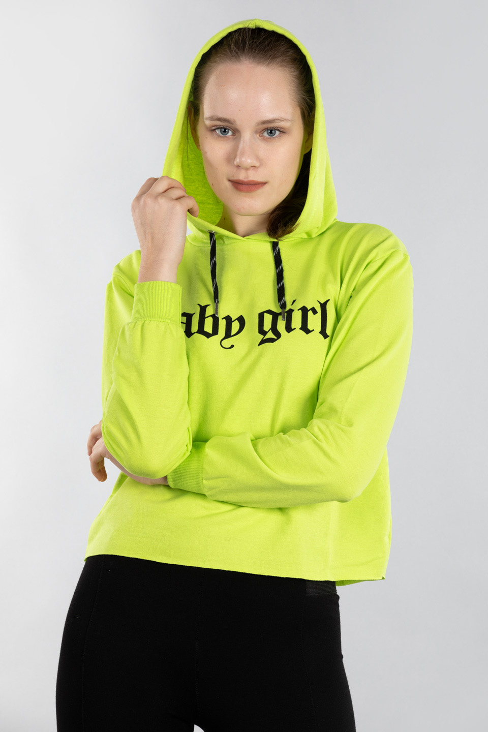 Baby girl kapüşonlu sweatshirt-21510 N.Yeşil