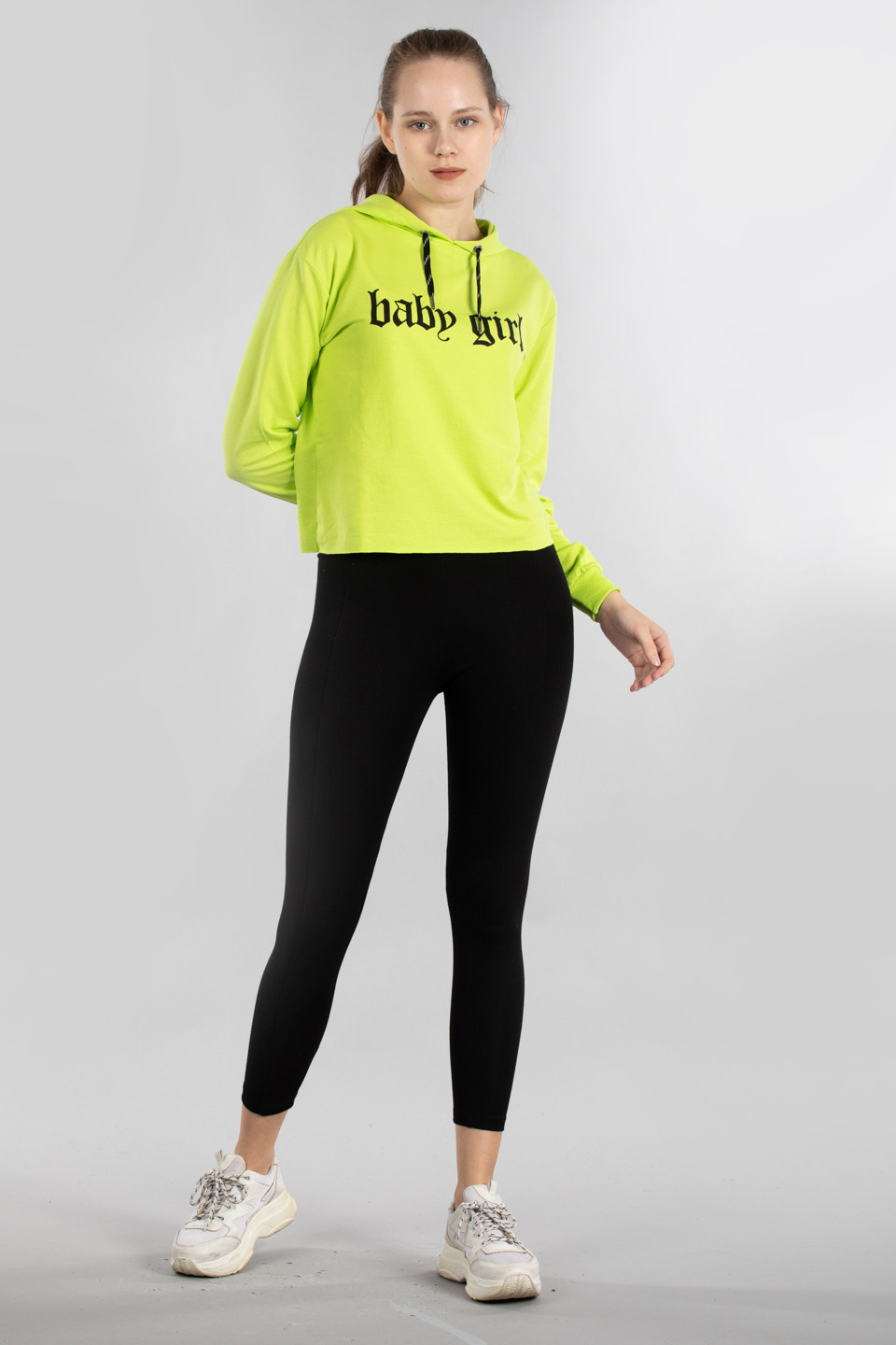 Baby girl kapüşonlu sweatshirt-21510 N.Yeşil