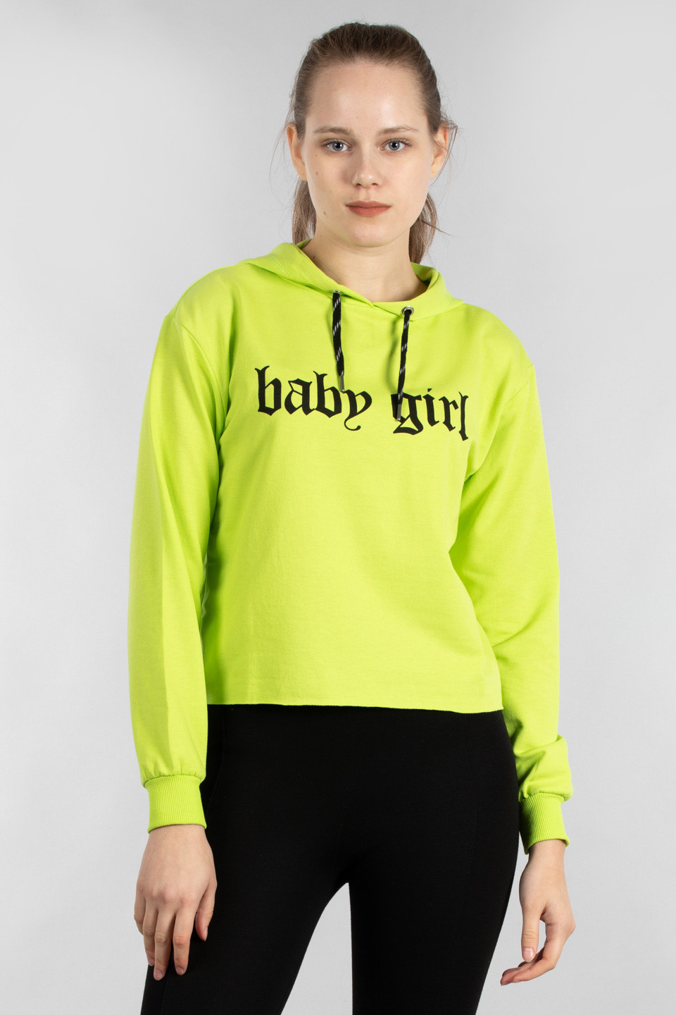 Baby girl kapüşonlu sweatshirt-21510 N.Yeşil