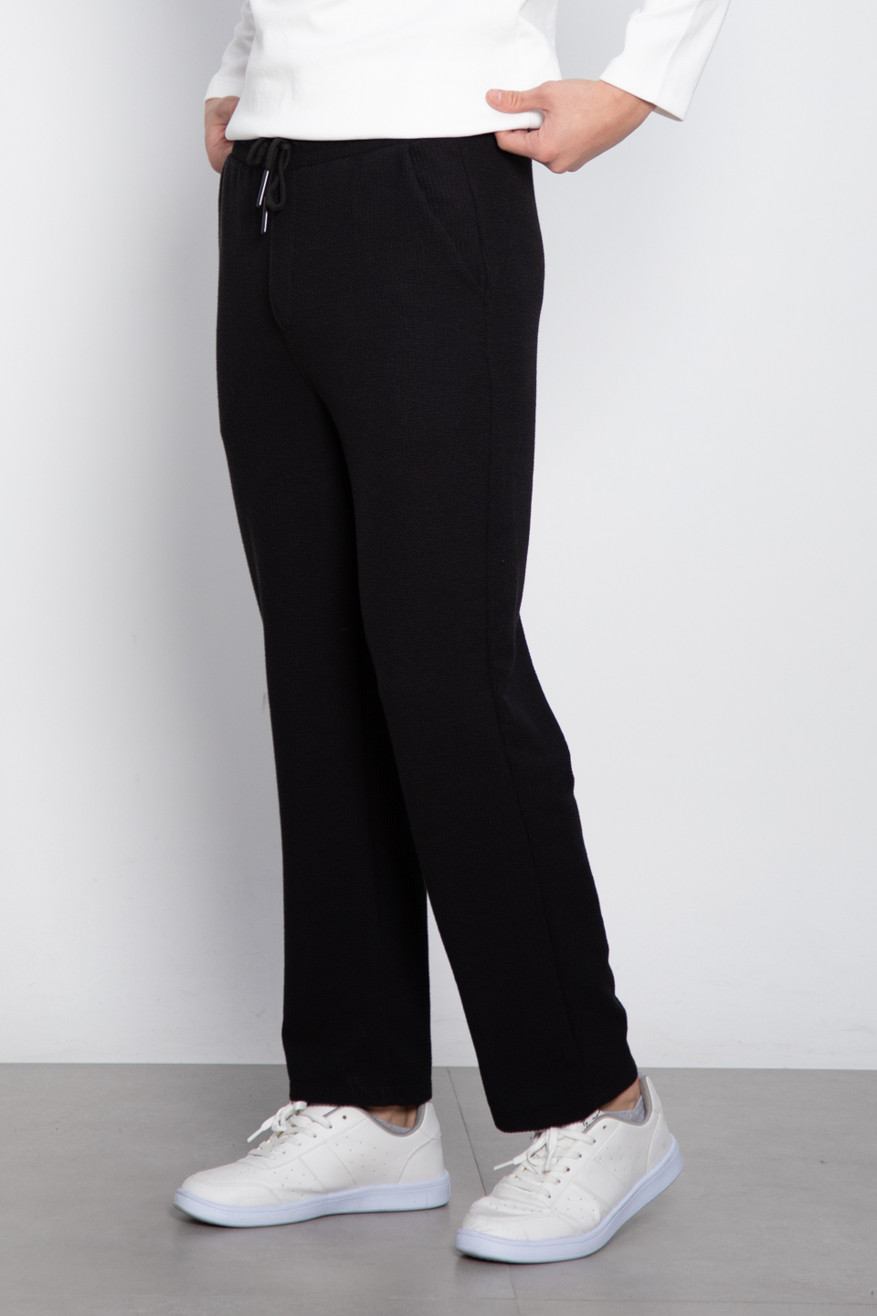 Baggy bilek boy pantolon-1063 Siyah
