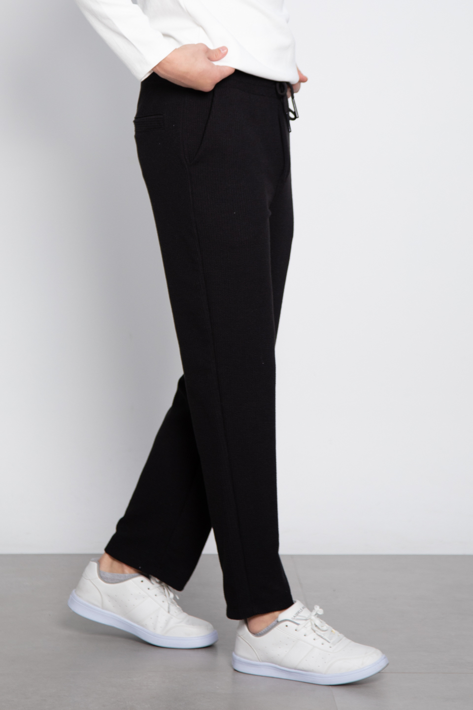 Baggy bilek boy pantolon-1063 Siyah