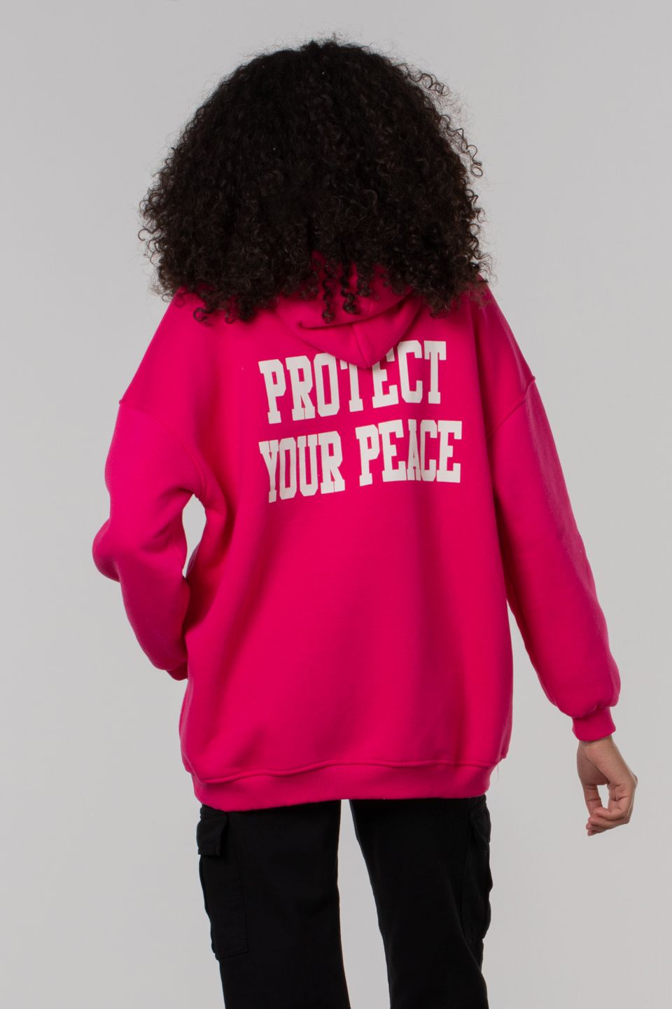 Balance baskılı kapüşonlu sweatshirt-1360 Fuşya