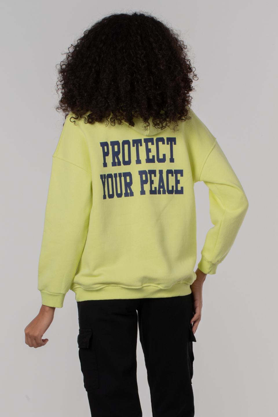 Balance baskılı kapüşonlu sweatshirt-1360 Sarı