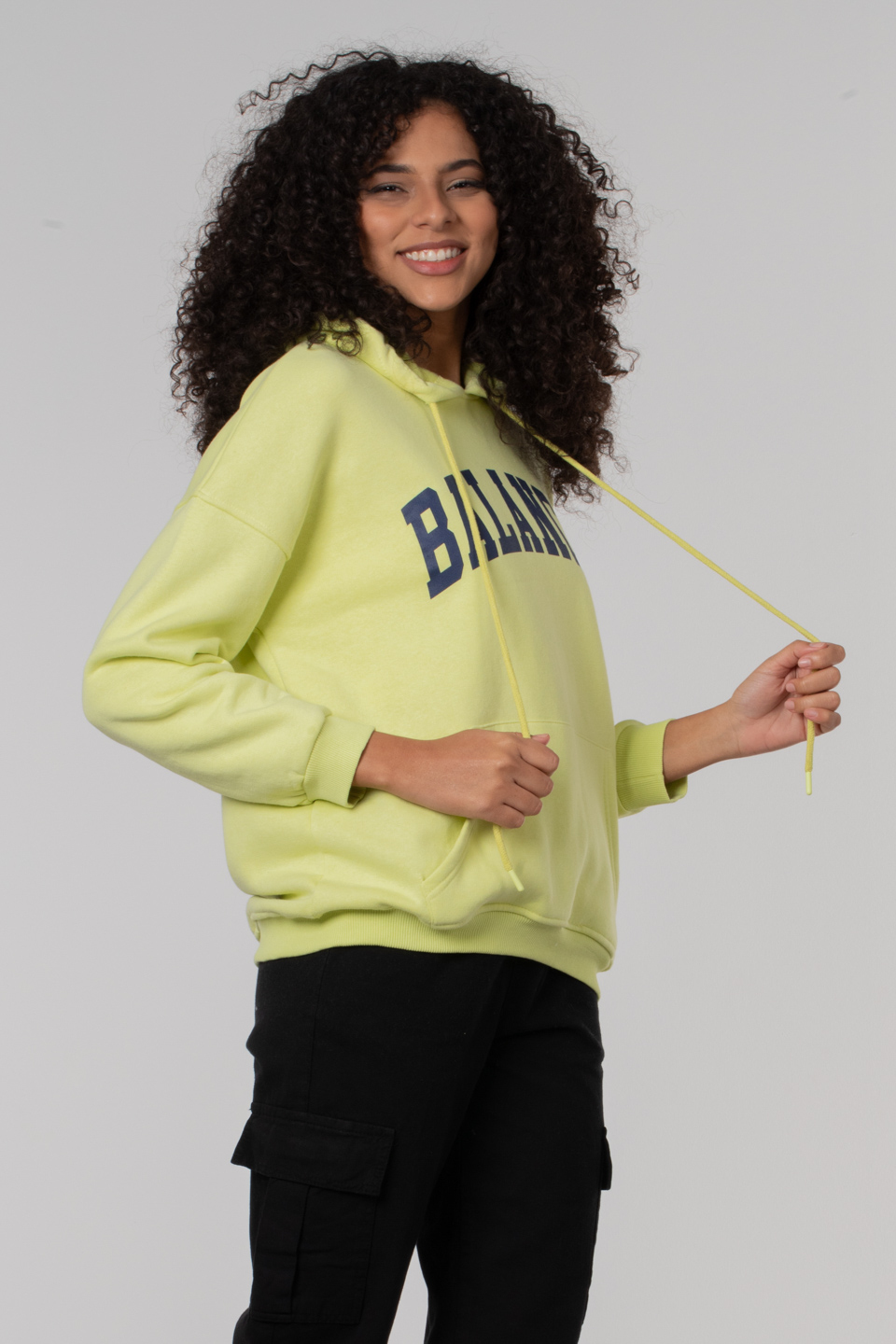 Balance baskılı kapüşonlu sweatshirt-1360 Sarı