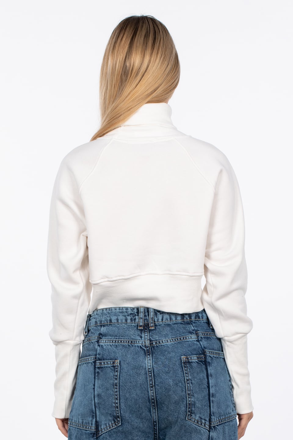 Balıkçı yaka sweatshirt-83-608 Ekru