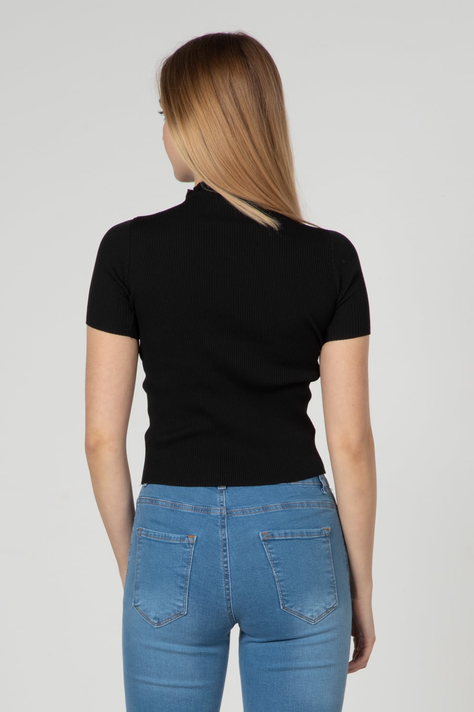 Balıkçı yaka triko body-1018 Siyah