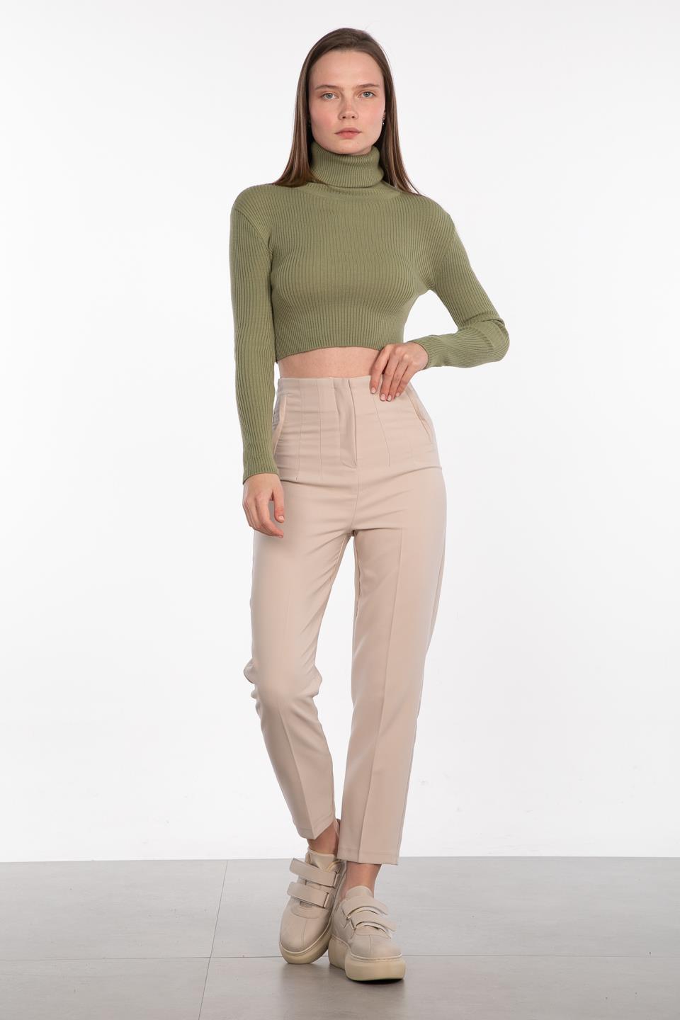 Balıkçı yaka triko body-4008 Çağla