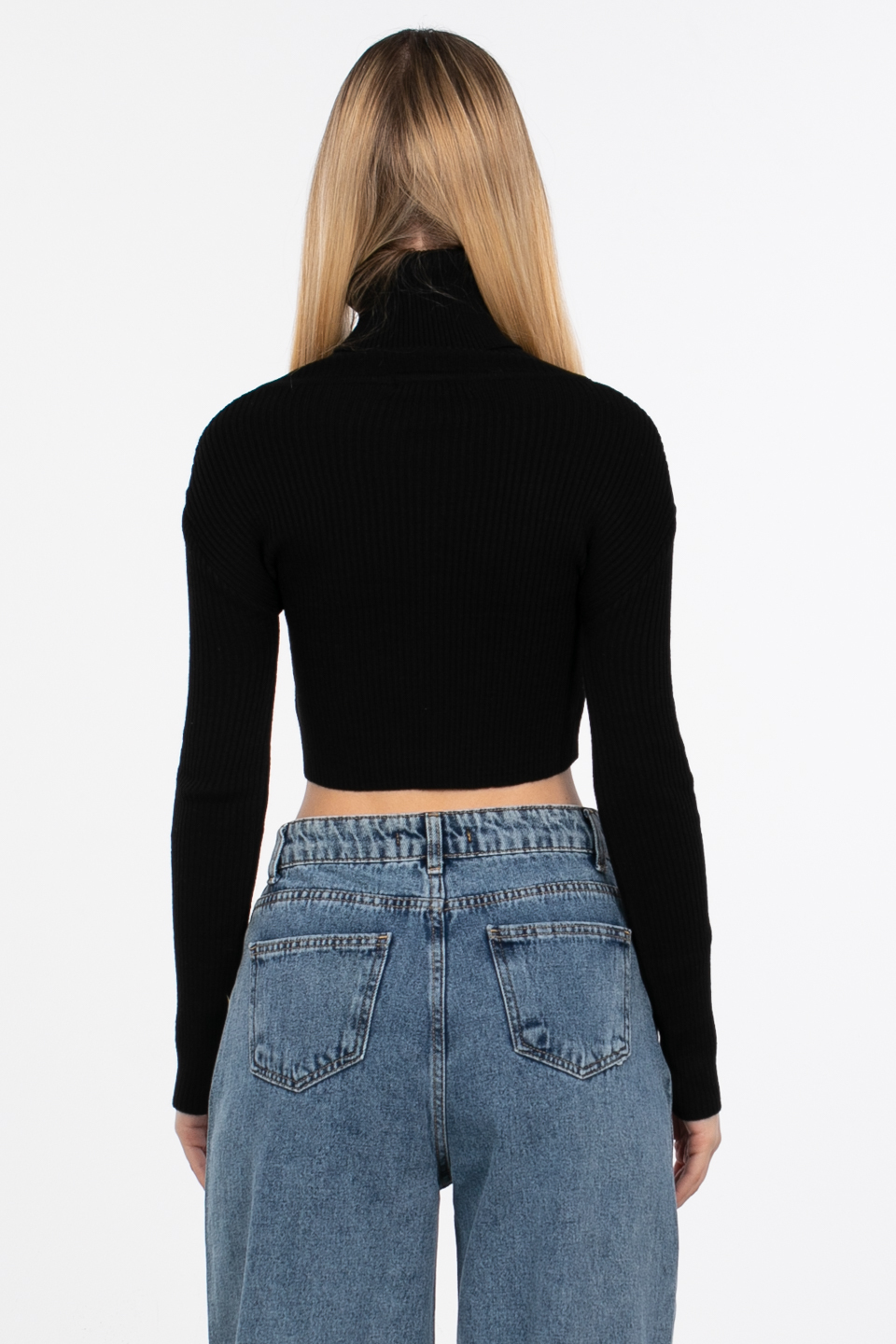 Balıkçı yaka triko body-4008 Siyah