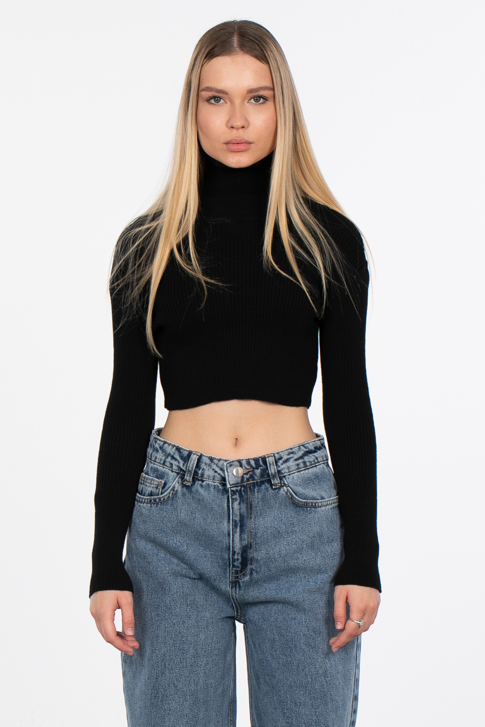 Balıkçı yaka triko body-4008 Siyah