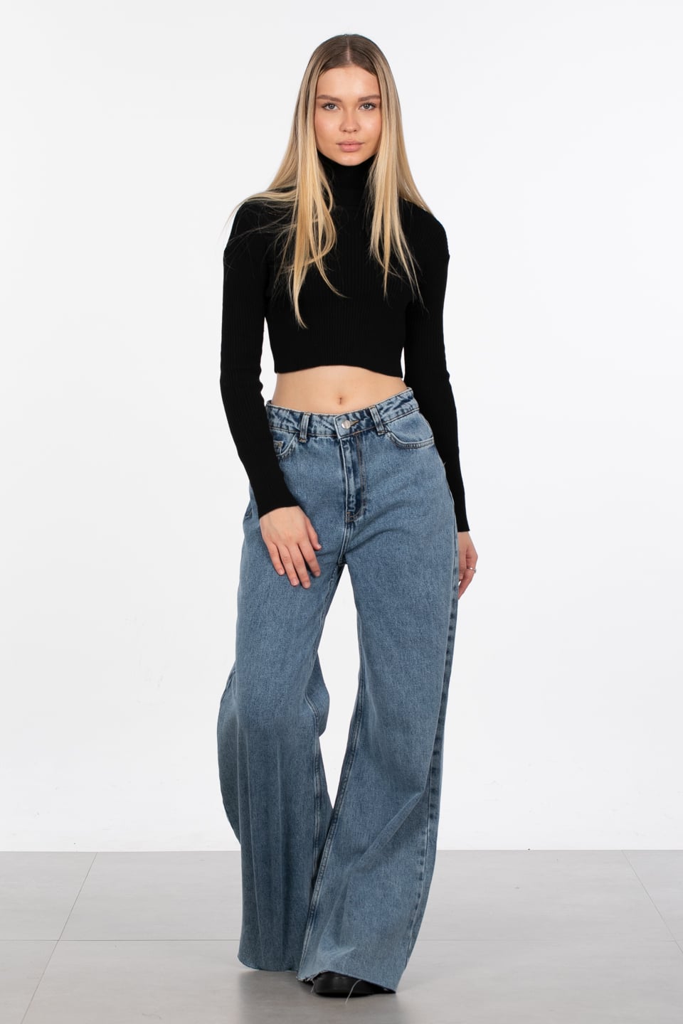 Balıkçı yaka triko body-4008 Siyah