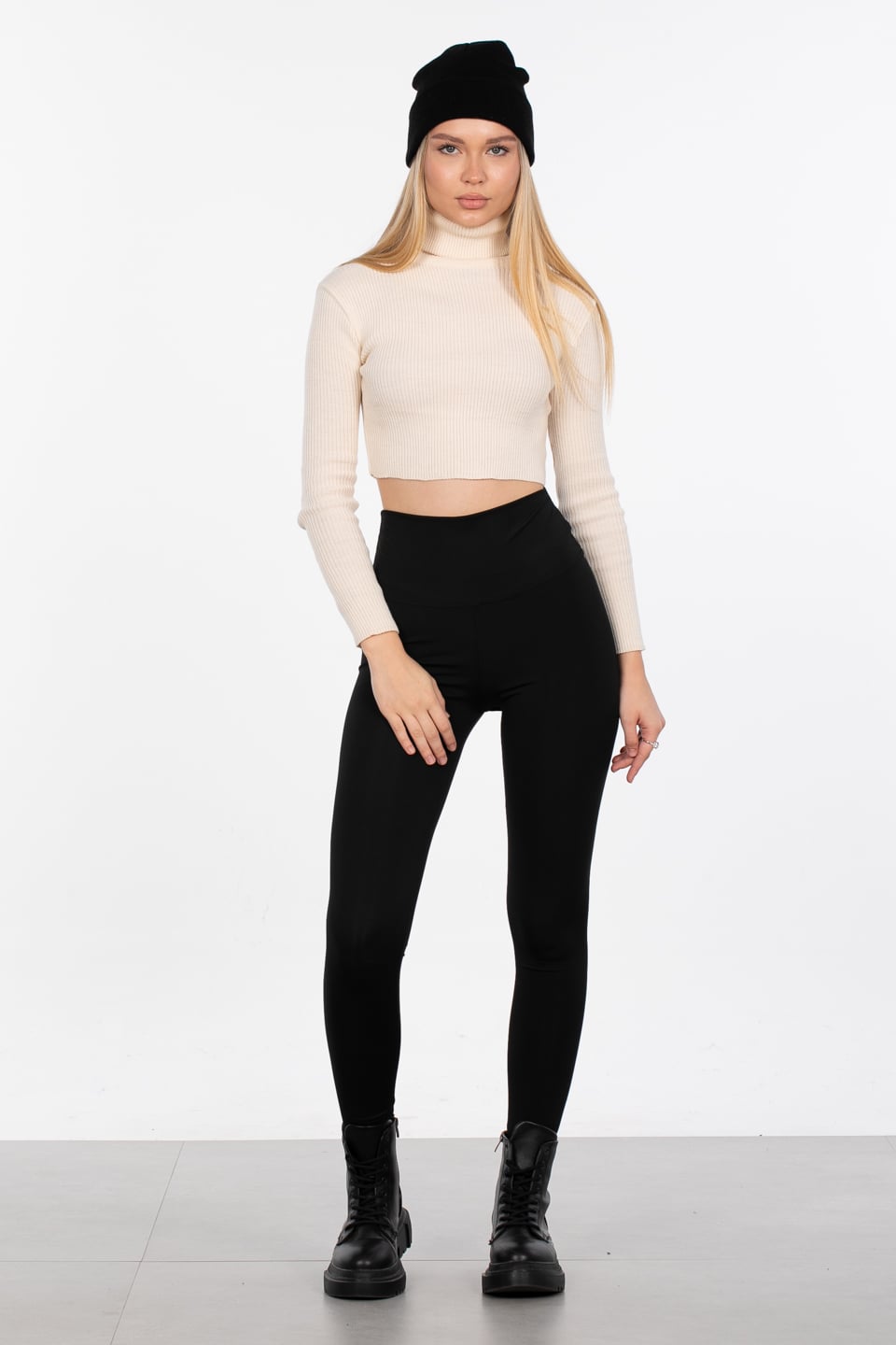 Balıkçı yaka triko body-4008 Ten