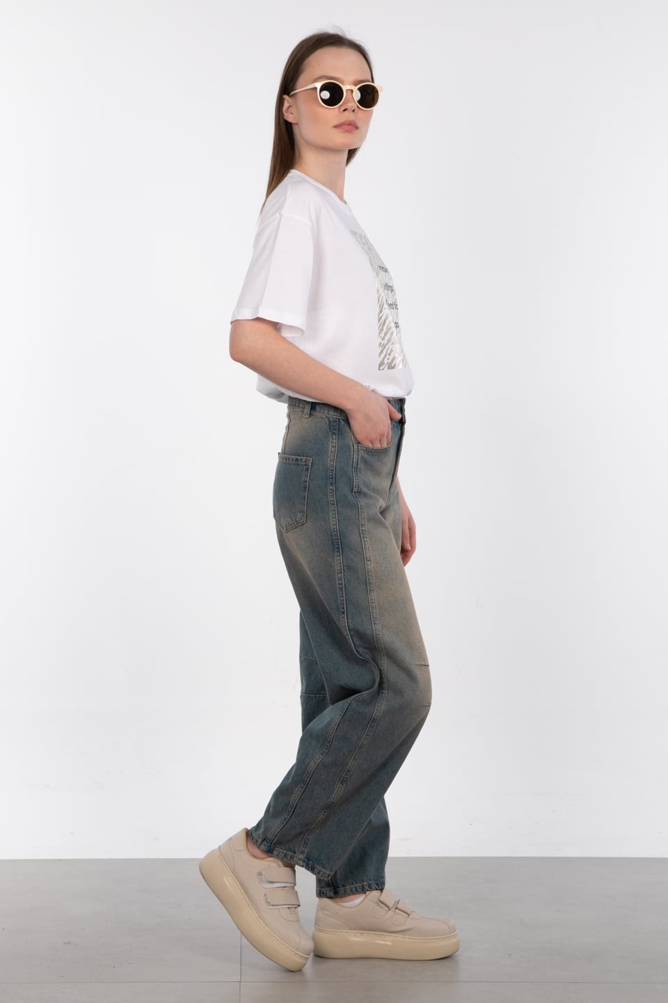 Balon jean pantolon-25-1008 Kahve Tint