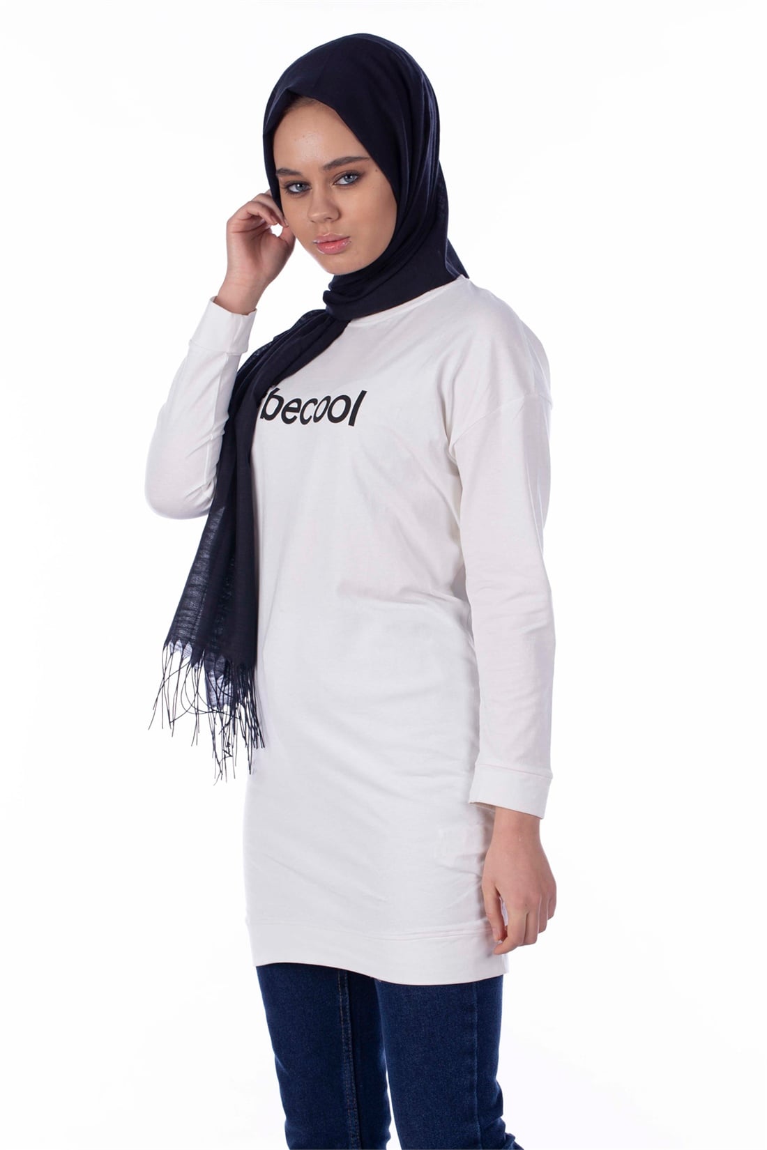 Basic Becool Baskılı Tunik-Ekru