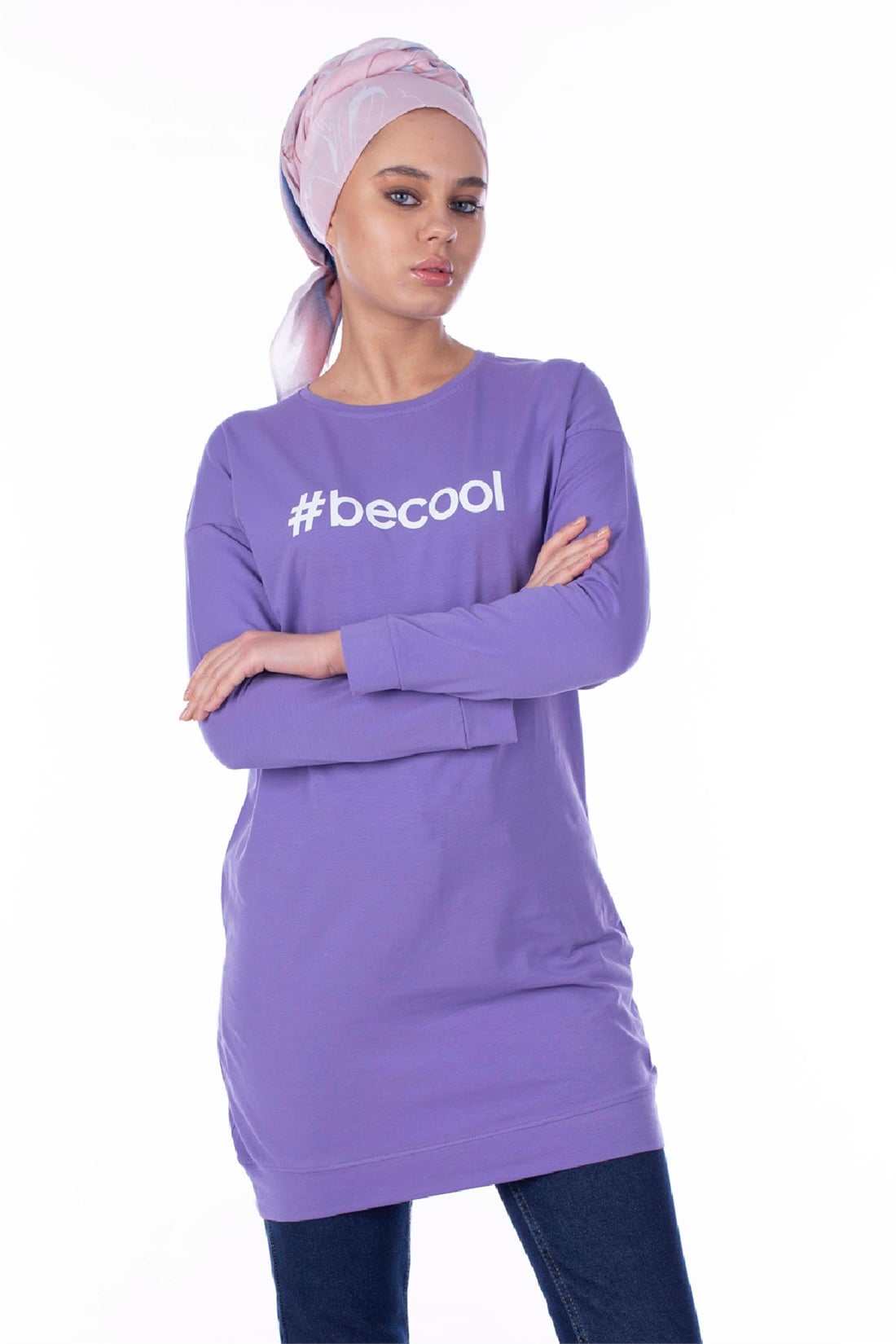 Basic Becool Baskılı Tunik-Violet