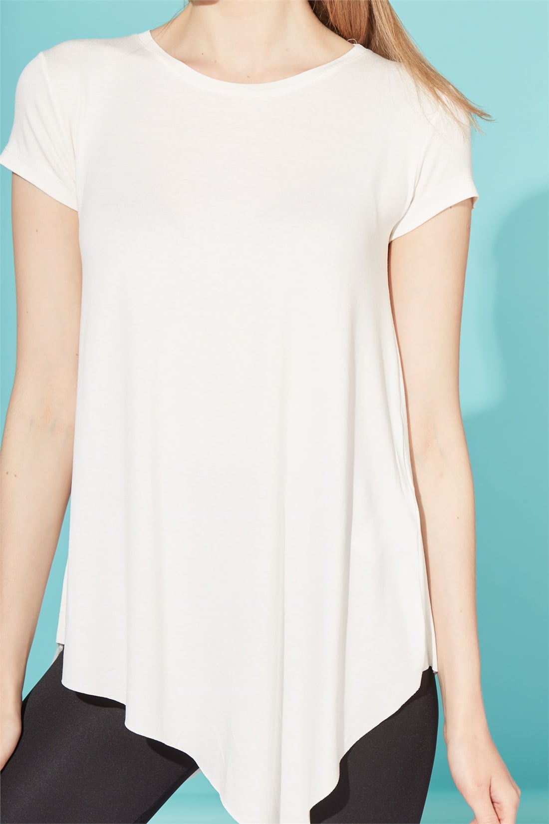 Basic Bisiklet Yaka Geometrik T-Shirt-Ekru