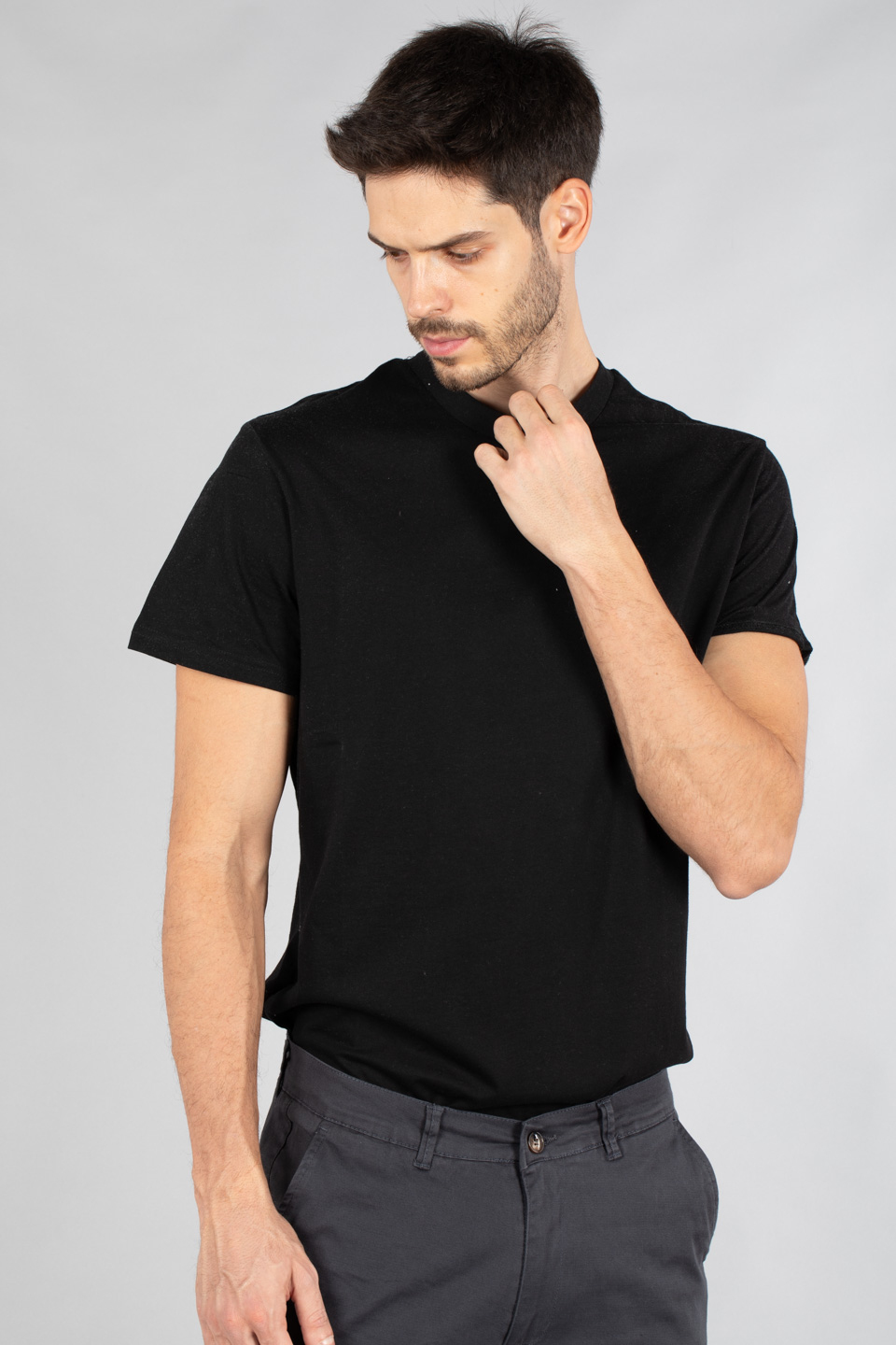 Basic Bisiklet Yaka T-Shirt - Siyah