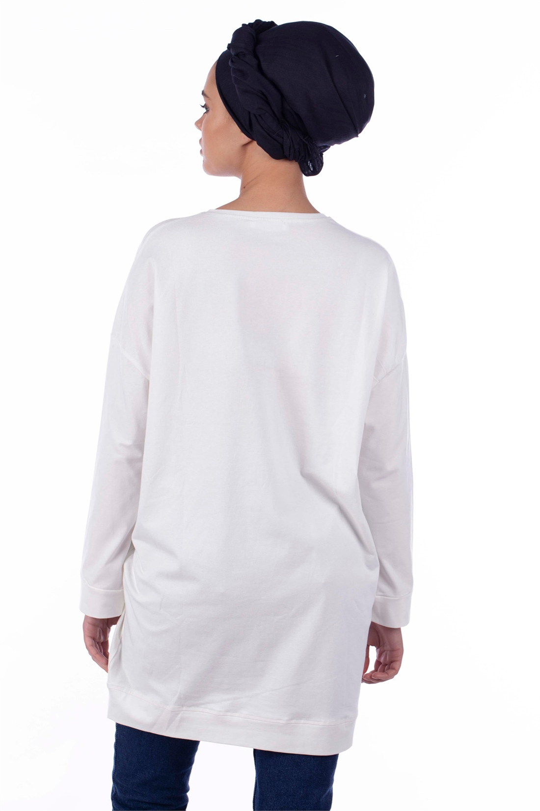 Basic Bisiklet Yaka Tunik-Ekru