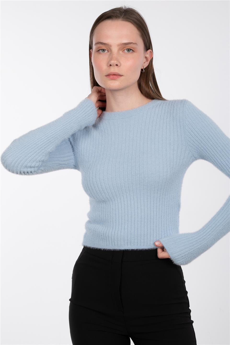 Basıc fitilli triko body-6408 B.Mavi