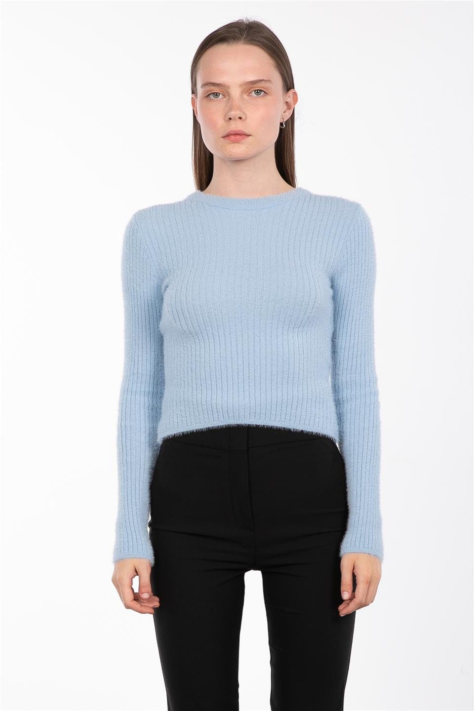 Basıc fitilli triko body-6408 B.Mavi