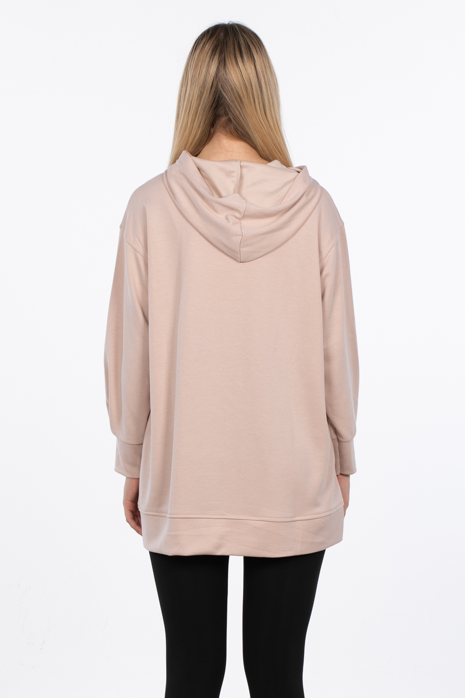 Basıc kapüşonlu sweatshirt-DVN0828 Bej