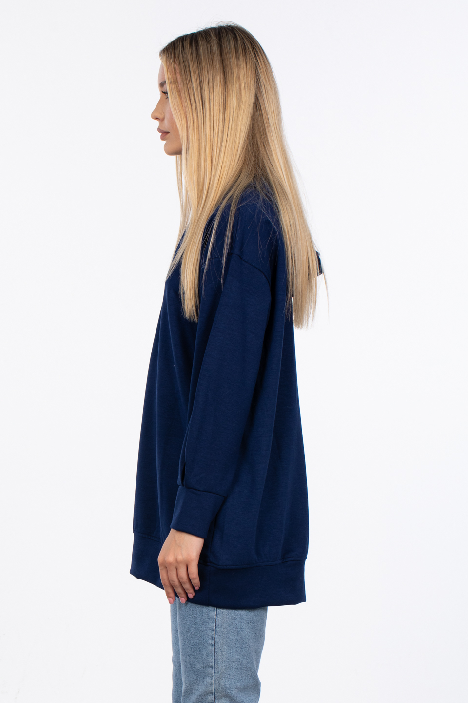Basıc kapüşonlu sweatshirt-DVN0828 Lacivert