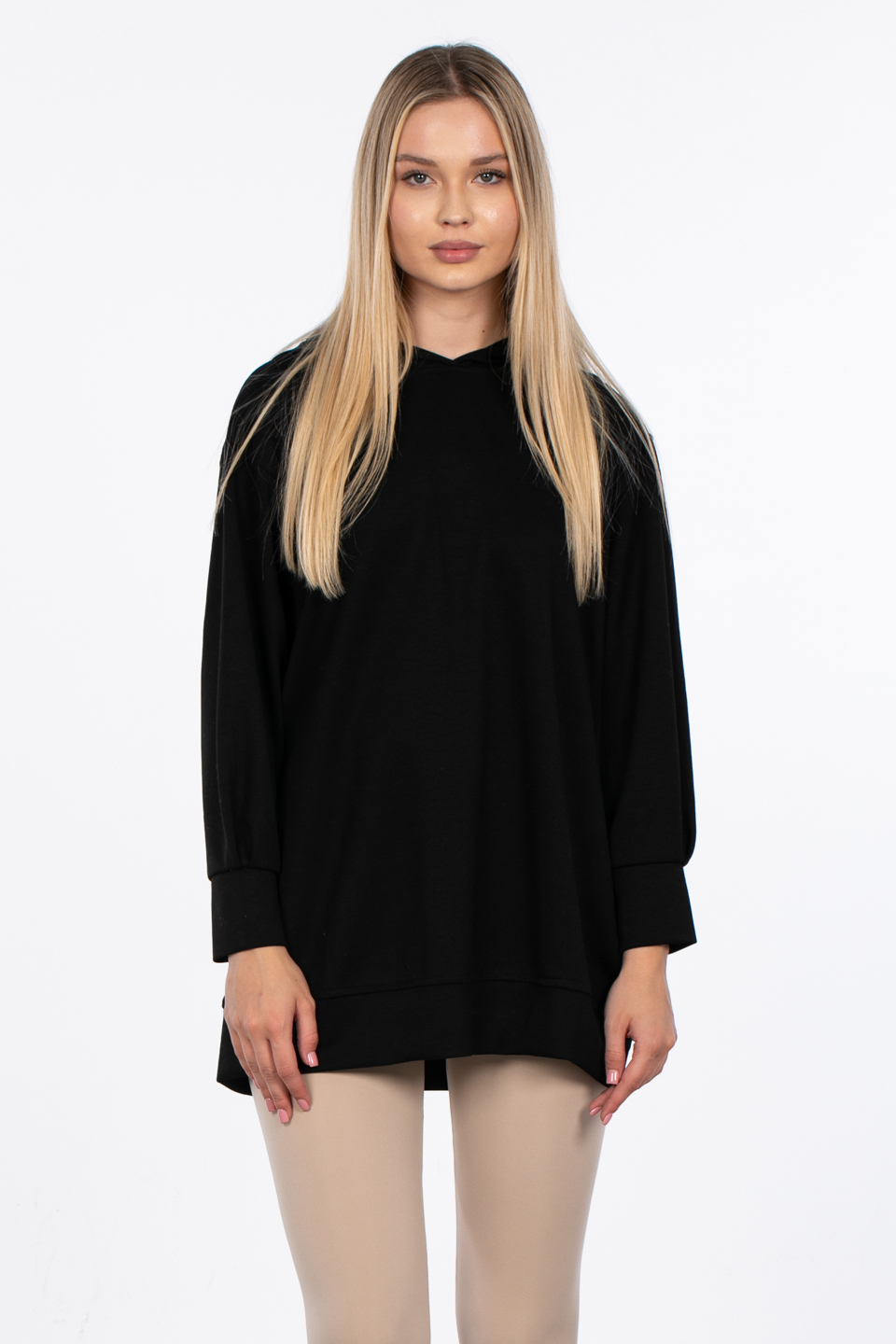 Basıc kapüşonlu sweatshirt-DVN0828 Siyah