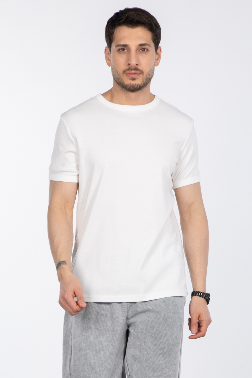 Basic t-shirt-2143-1 Ekru