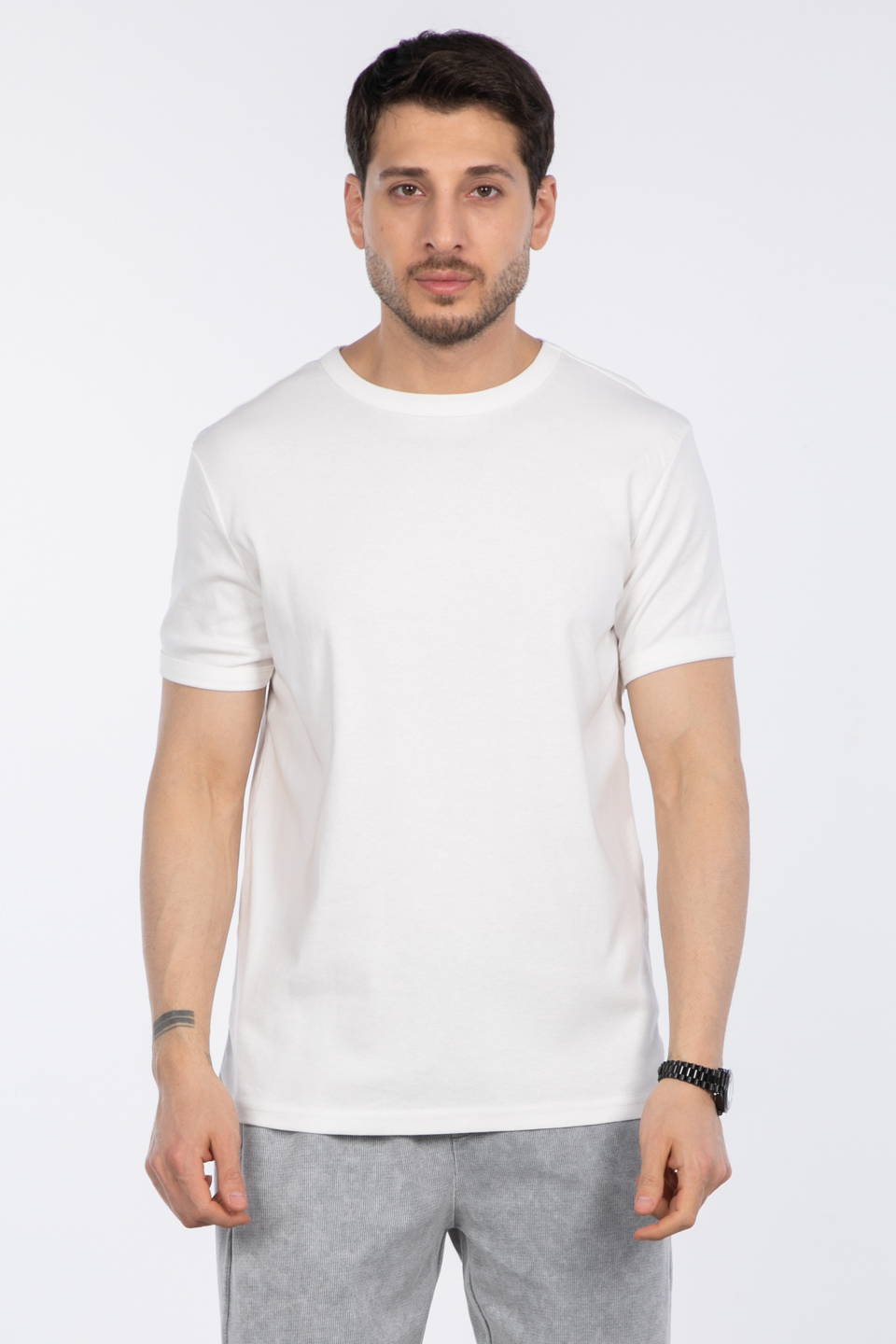 Basic t-shirt-2143-1 Ekru