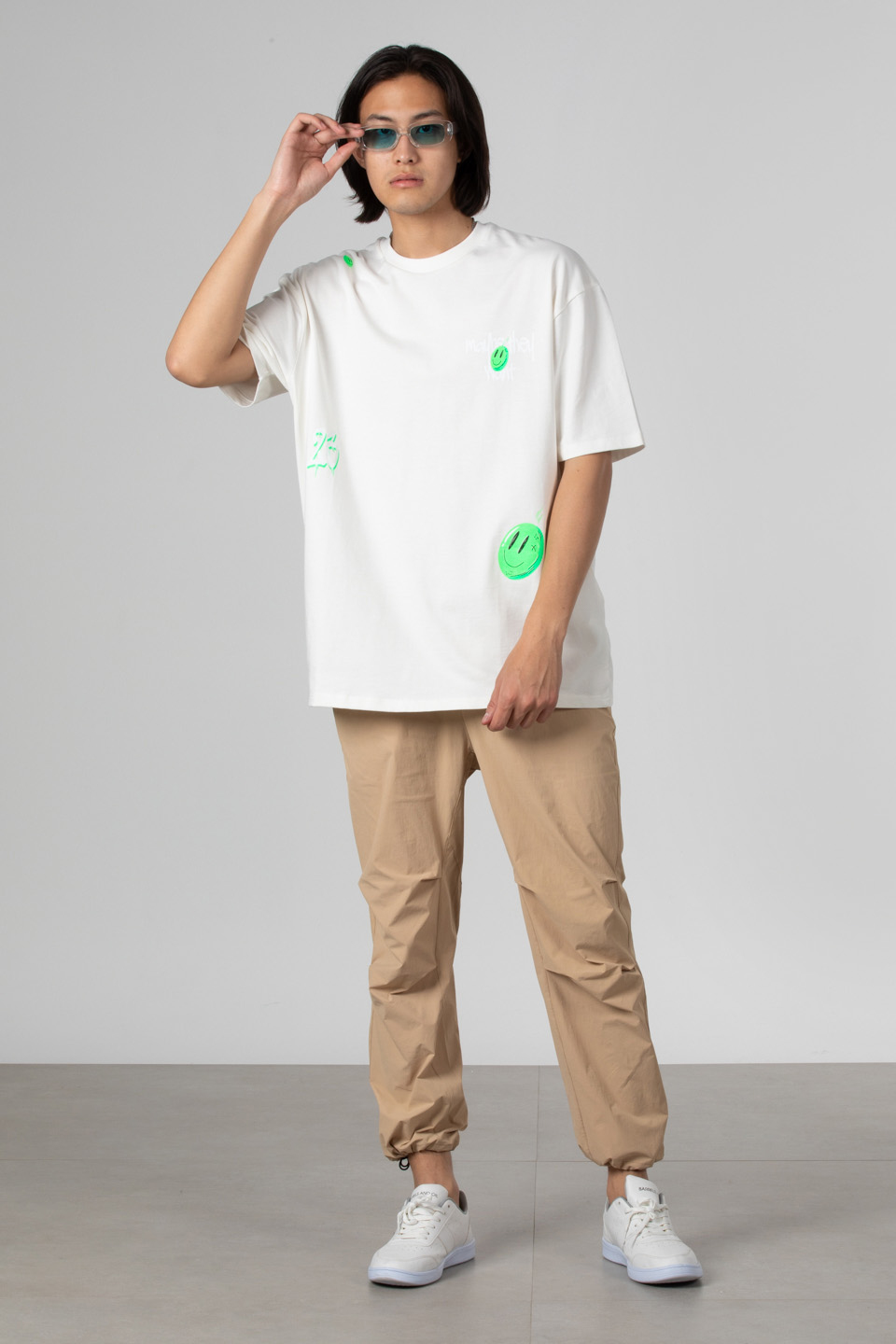Baskılı t-shirt-21-7003 Ekru