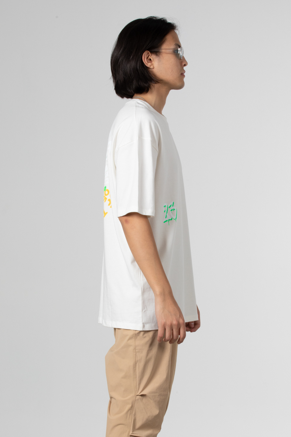 Baskılı t-shirt-21-7003 Ekru