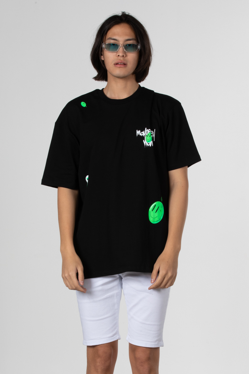 Baskılı t-shirt-21-7003 Siyah