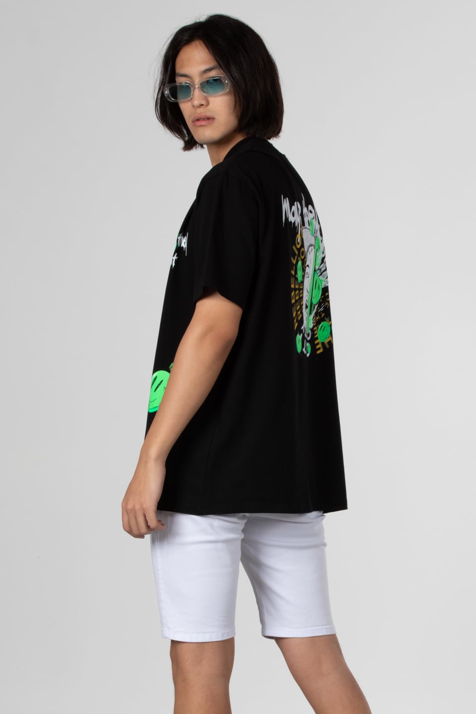 Baskılı t-shirt-21-7003 Siyah