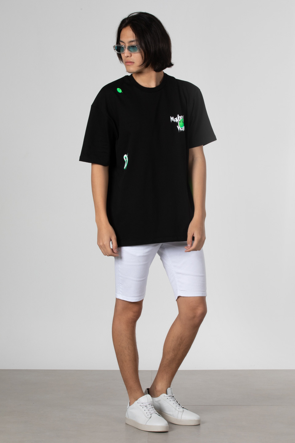 Baskılı t-shirt-21-7003 Siyah