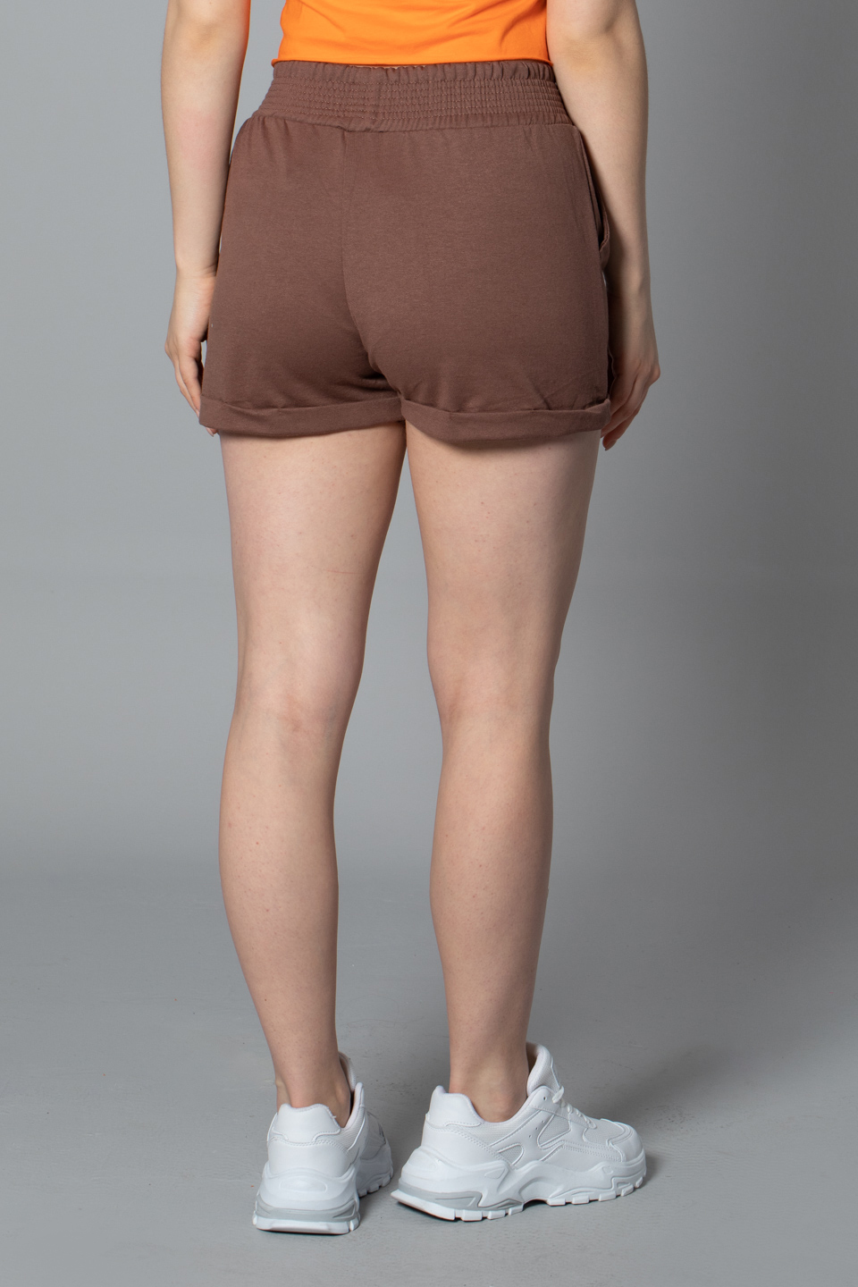 Baston nakışlı double paça şort-6301 Kahve