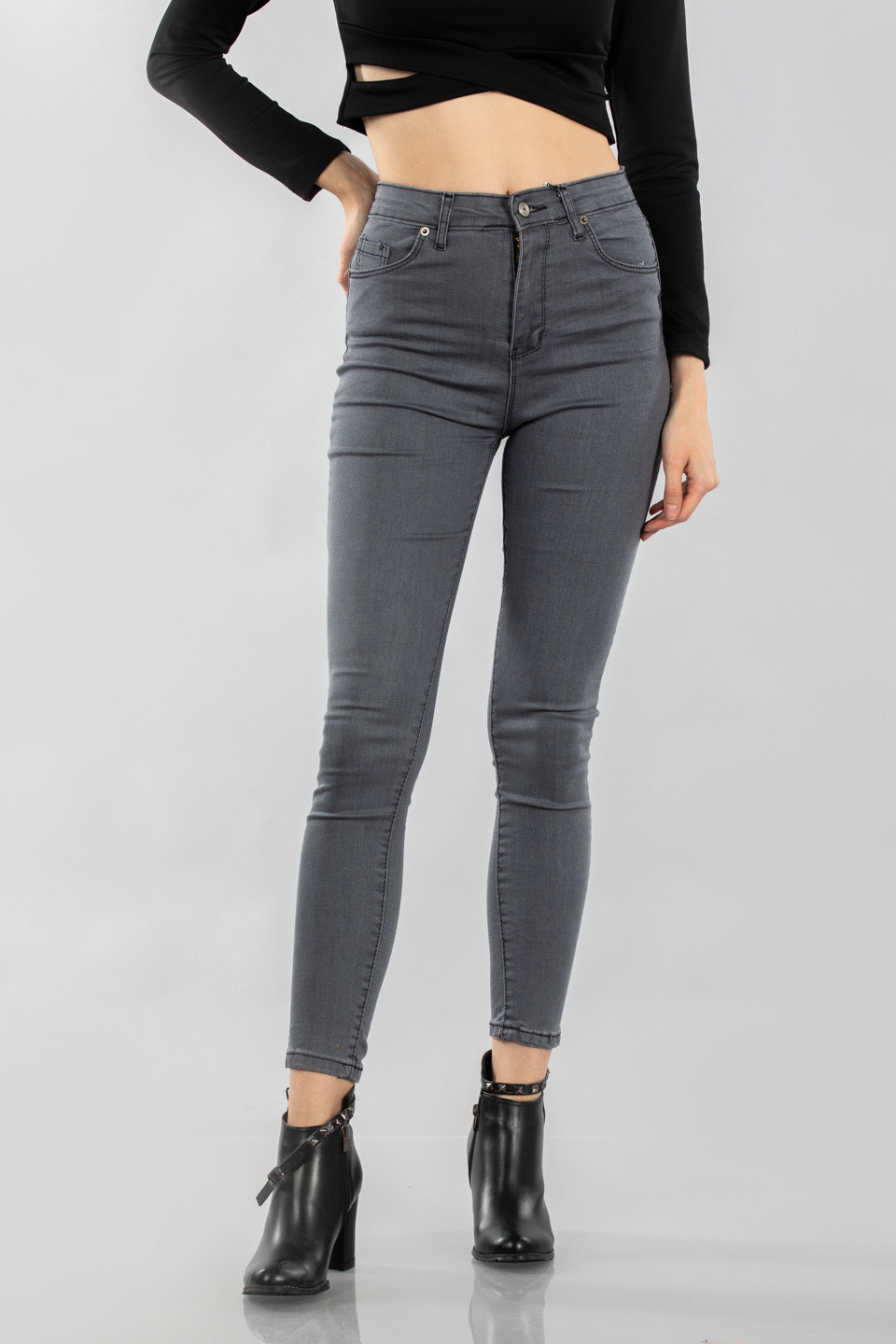 Battal jean pantolon-17159 Gri