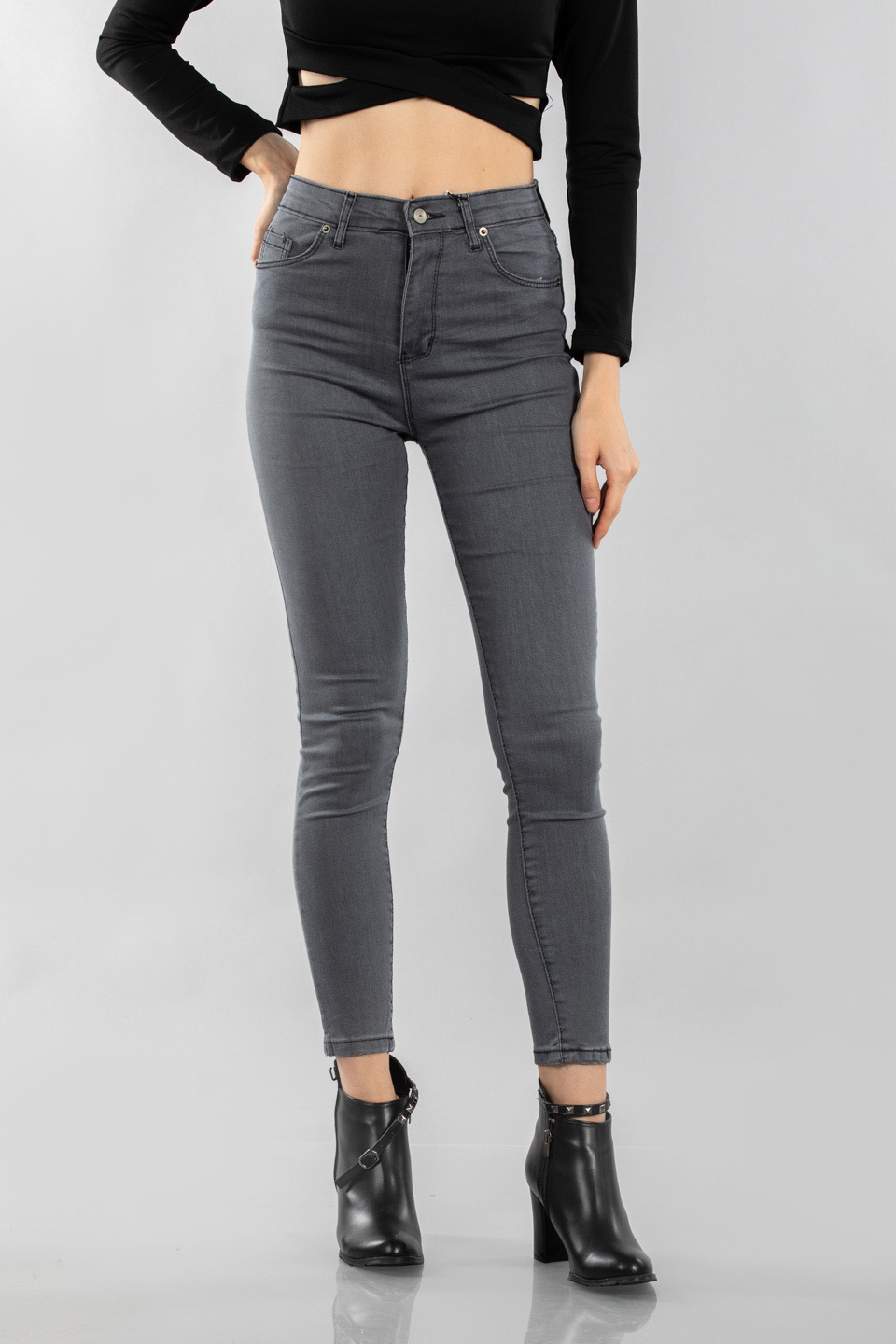 Battal jean pantolon-17159 Gri