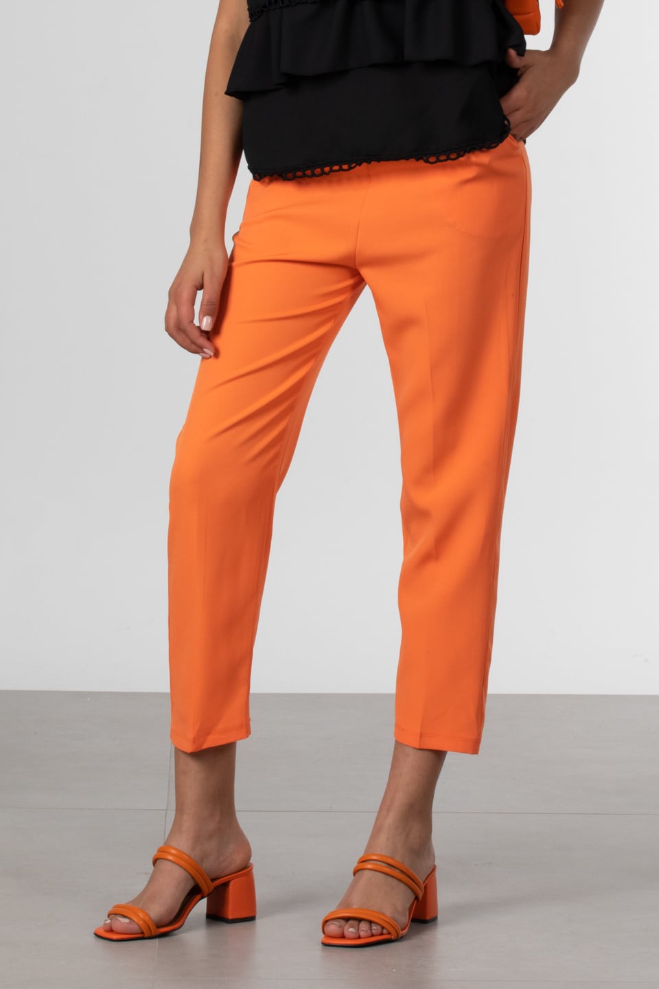 Bel lastikli cepli pantolon-01 Oranj