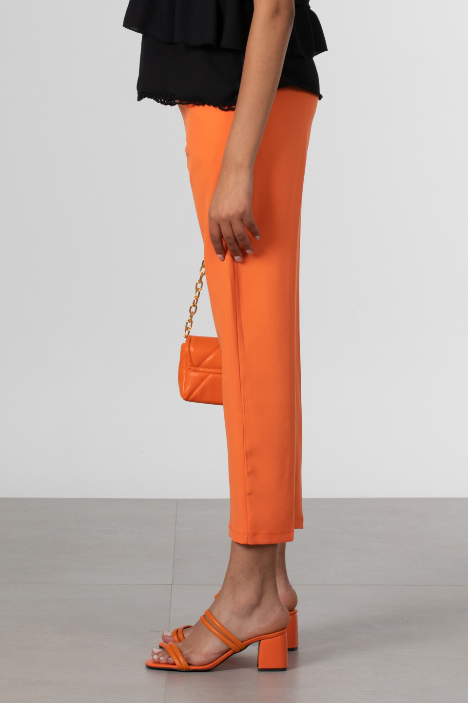 Bel lastikli cepli pantolon-01 Oranj