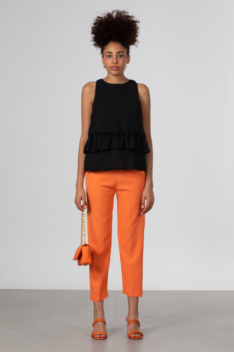 Bel lastikli cepli pantolon-01 Oranj