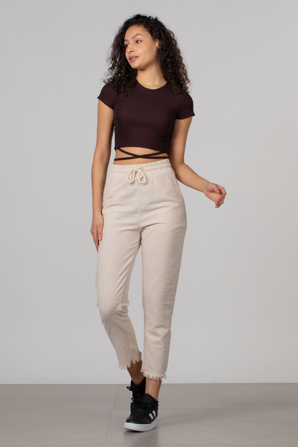 Belden bağlamalı body-3978 Kahve
