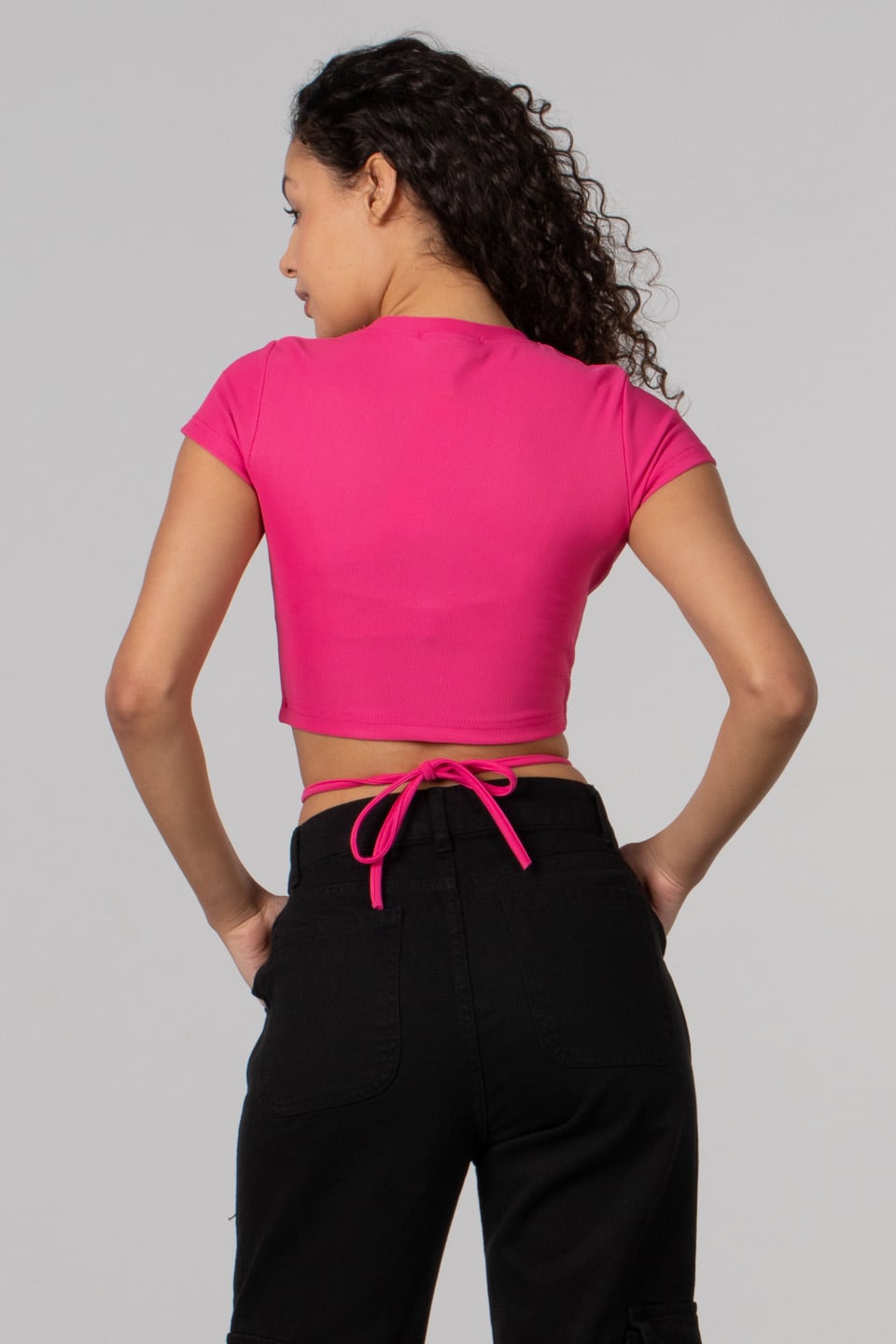 Belden bağlamalı body-3978 Pembe