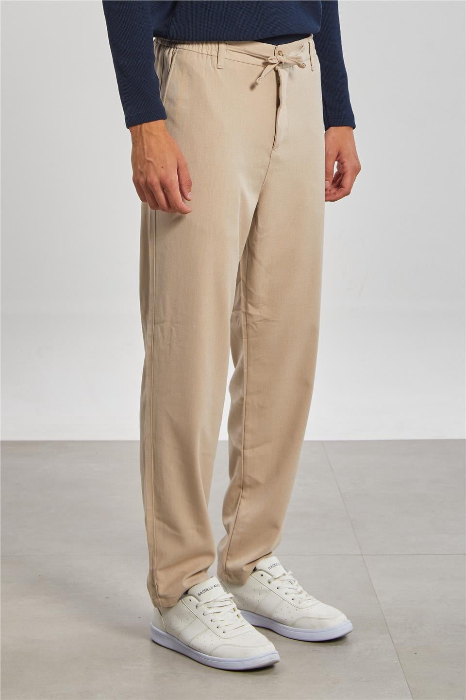Beli Bağlamalı Erkek Pantolon - Taş Rengi