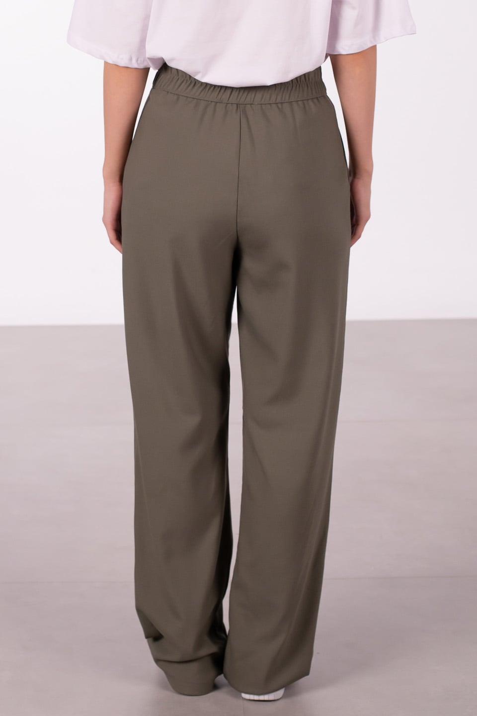 Beli Cırtlı Kumaş Pantolon - Yeşil