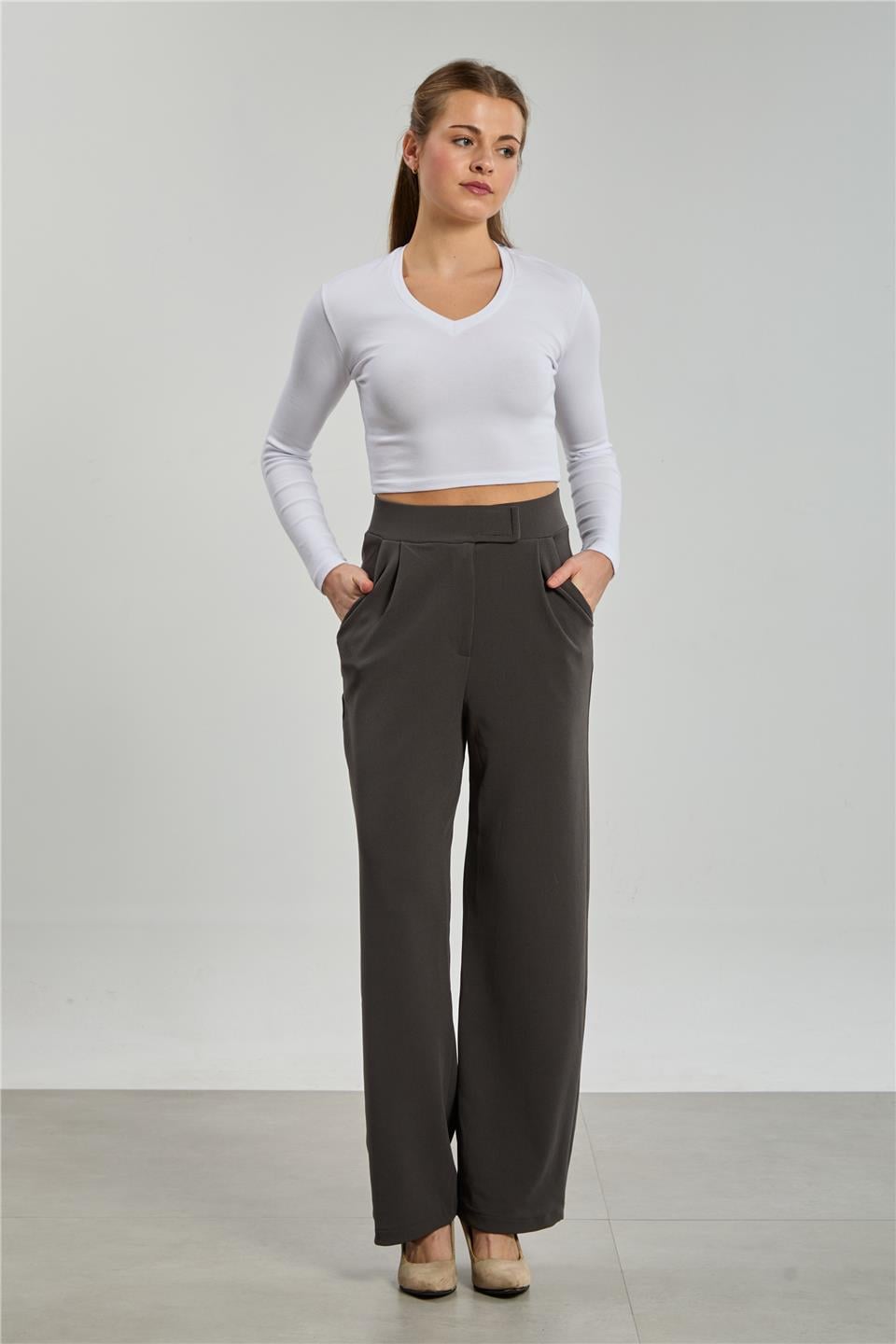 Beli Cırtlı Pantolon-1002KM Antrasit