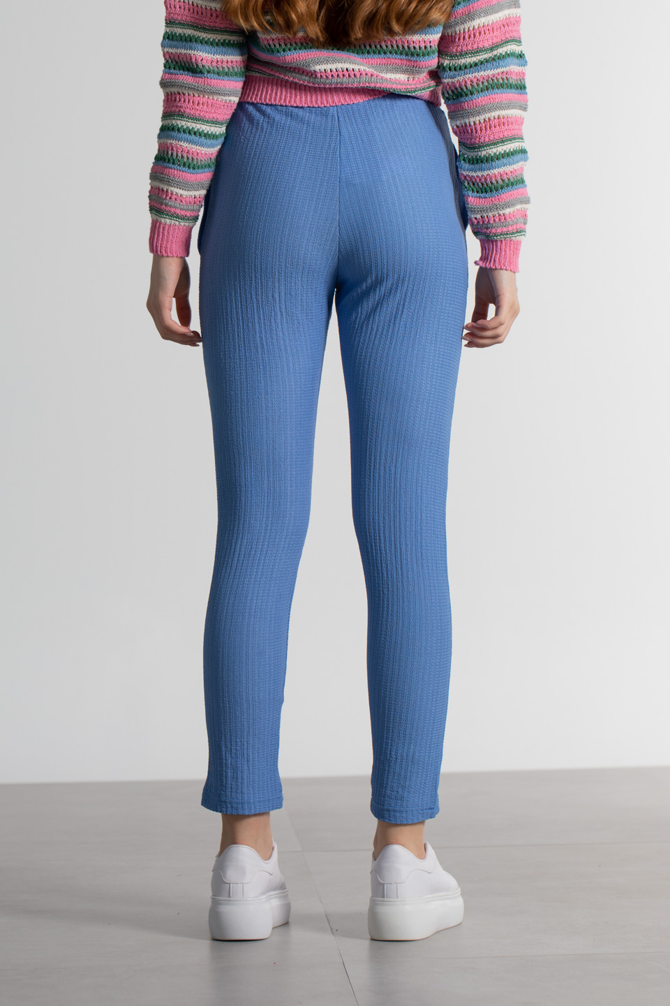 Beli lastikli bürümcük pantolon-3490 Mavi
