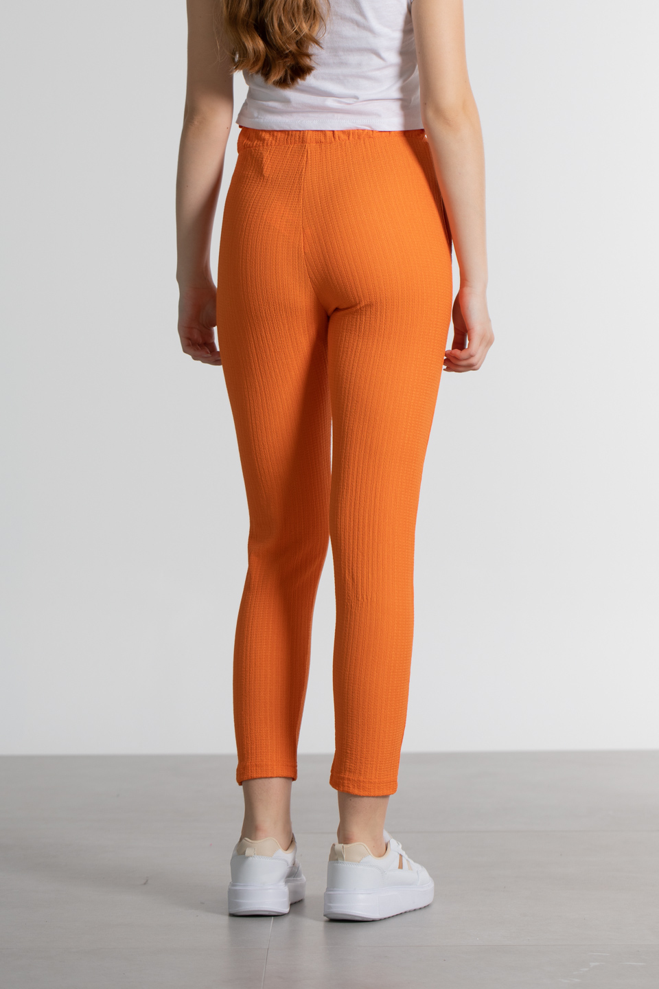 Beli lastikli bürümcük pantolon-3490 Oranj