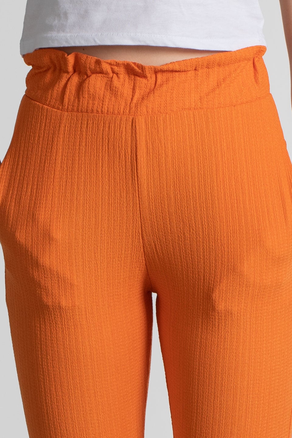 Beli lastikli bürümcük pantolon-3490 Oranj
