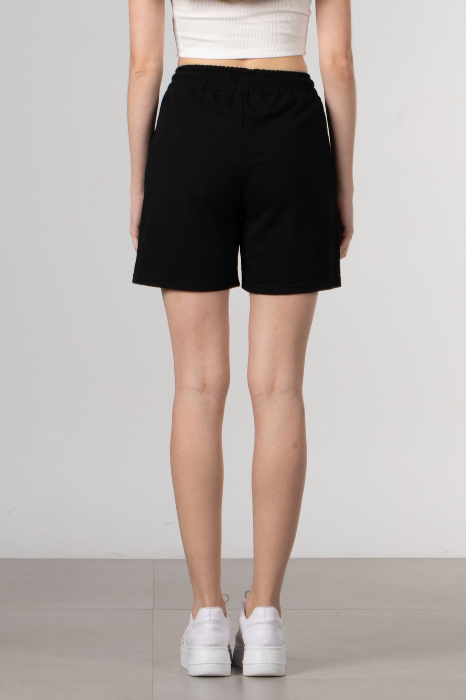 Beli lastikli cepli şort-DVN0295 Siyah