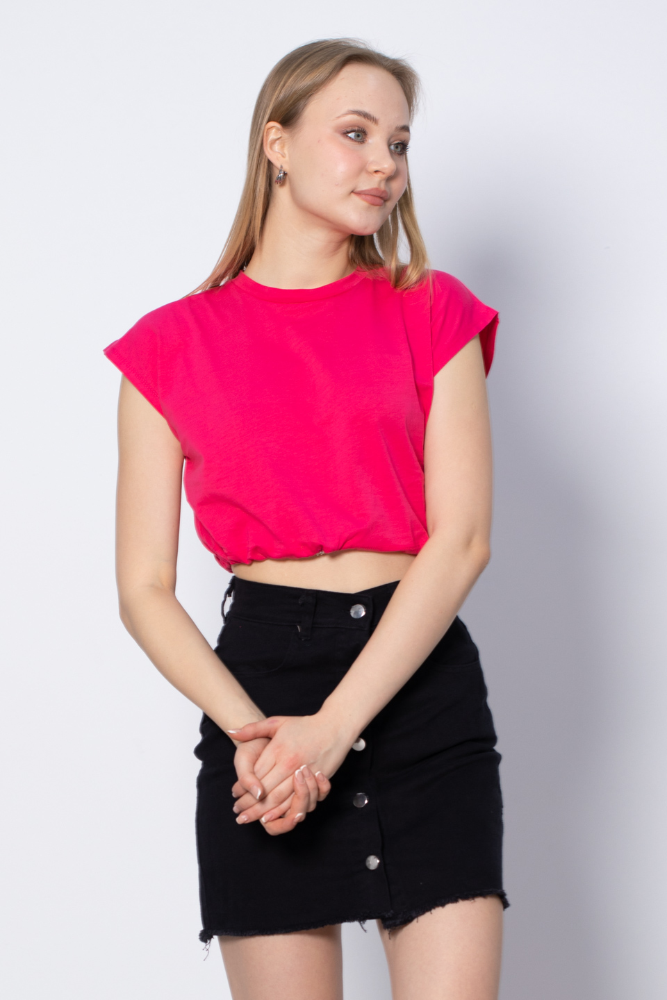Beli lastikli crop-5587 Fuşya