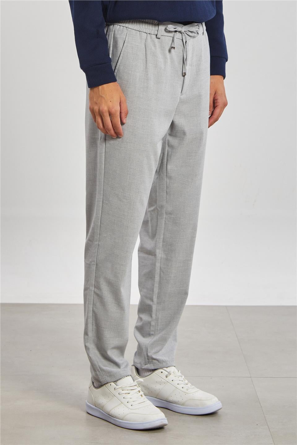 Beli Lastikli Jogger Erkek Pantolon - Gri
